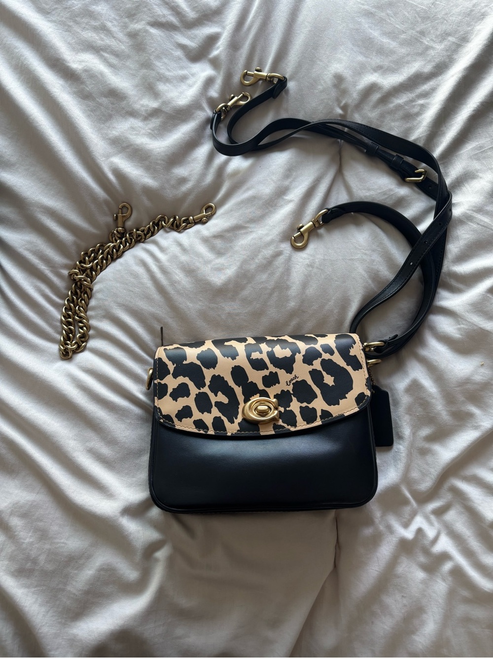Coach Leopard Print Leather Crossbody Bag